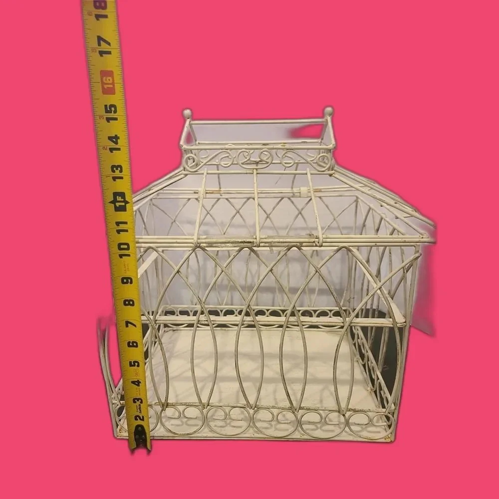 Decorative White Metal Bird Cage Trinket Storage Display Lantern Bird House